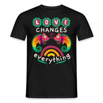 Valentine's Day, chameleon love, funny saying - Men's T-Shirt - black - Front - AI Model Male 178 light (178cm)