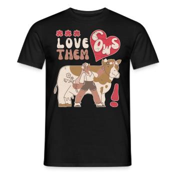 Kuh, Kühe, Love-Cows, lustiger Spruch - Männer T-Shirt - Schwarz - Vorne - AI Model Male 178 light (178cm)