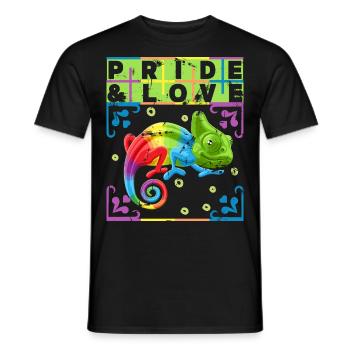 Rainbow Chameleon, LGBT Pride-Rainbow LGBTQ - Men's T-Shirt - black - Front - AI Model Male 178 light (178cm)