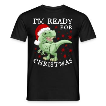 Dinosaurier Weihnachten lustiger Spruch - Männer T-Shirt - Schwarz - Vorne - AI Model Male 178 light (178cm)