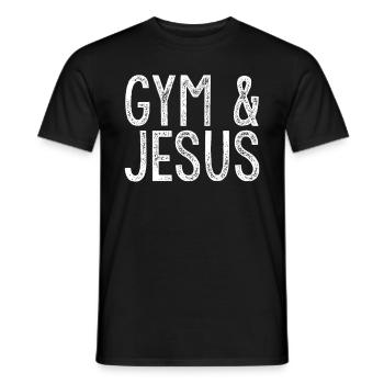 Gym and Jesus Christian Workout Gym and Jesus - Men's T-Shirt - black - Front - AI Model Male 178 light (178cm)