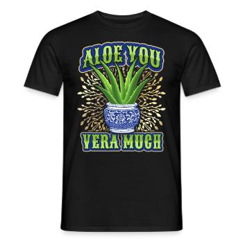 Valentine's Day, Love-Love Aloe Vera funny saying - Men's T-Shirt - black - Front - AI Model Male 178 light (178cm)