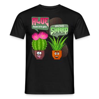 Aloe vera, cactus cactus, funny saying, pun - Men's T-Shirt - black - Front - AI Model Male 178 light (178cm)