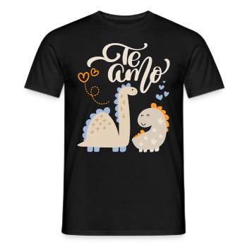 Valentine's Day, Dinosaur Love, Dinosaur Motif Te-Amo - Men's T-Shirt - black - Front - AI Model Male 178 light (178cm)