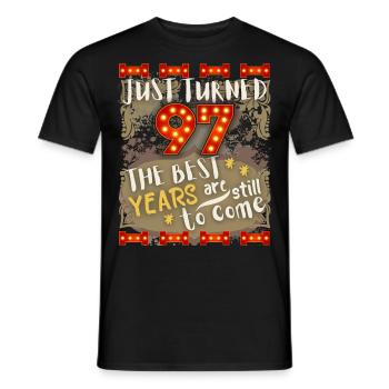 97th birthday 97 years old vintage design, saying - Men's T-Shirt - black - Front - AI Model Male 178 light (178cm)