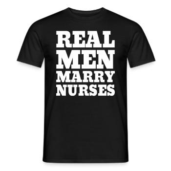 De vrais hommes épousent des infirmières infirmières Mari - T-shirt homme - noir - Devant - AI Model Male 178 light (178cm)