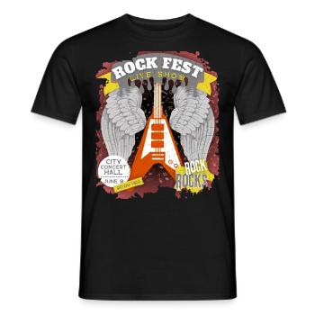 Rock Concert, Rock Fest, Rock Festival, Poster - Men's T-Shirt - black - Front - AI Model Male 178 light (178cm)