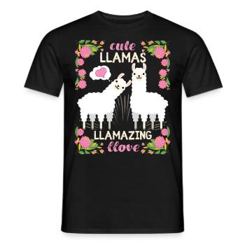 Lama-Llama, Lama-Love, funny saying - Men's T-Shirt - black - Front - AI Model Male 178 light (178cm)