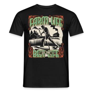 Farmer, farmer, farmer-farmer with cutting scythe - Men's T-Shirt - black - Front - AI Model Male 178 light (178cm)