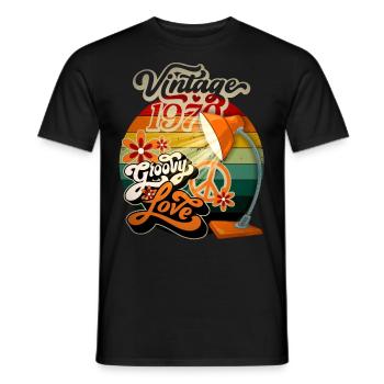 Vintage-1970, Retro-70er Jahre, Groovy-Love Spruch - Männer T-Shirt - Schwarz - Vorne - AI Model Male 178 light (178cm)