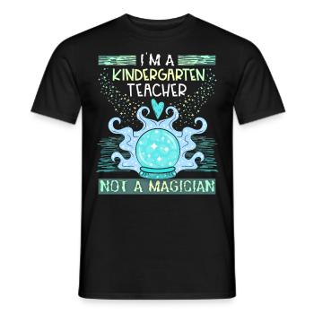 Kindergarten teacher, kindergarten teacher funny saying - Men's T-Shirt - black - Front - AI Model Male 178 light (178cm)