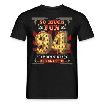 94th birthday 94 years Vintage-Retro Fun-Birthday - Men's T-Shirt - black - Front - AI Model Male 178 light (178cm)