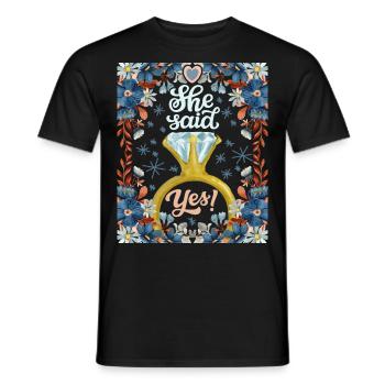 Wedding, Wedding, Bride, She-Said-Yes, Engagement - Men's T-Shirt - black - Front - AI Model Male 178 light (178cm)