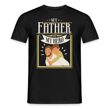 Hero-Dad, Hero-Dad Father's Day Father-and-Son Saying - Men's T-Shirt - black - Front - AI Model Male 178 light (178cm)