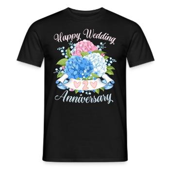 Hochzeitstag Alles Gute Glückwunsch mit Hortensien - Männer T-Shirt - Schwarz - Vorne - AI Model Male 178 light (178cm)