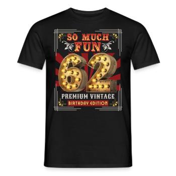 62ème anniversaire 62 ans Vintage-Retro Fun-Birthday - T-shirt homme - noir - Devant - AI Model Male 178 light (178cm)