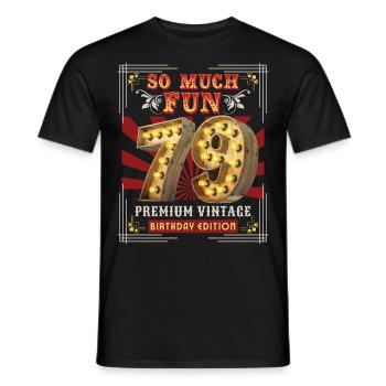 79. Geburtstag 79 Jahre Vintage-Retro Fun-Birthday - Männer T-Shirt - Schwarz - Vorne - AI Model Male 178 light (178cm)