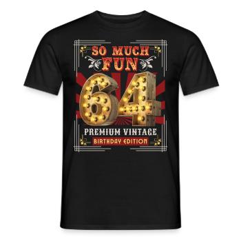64th birthday 64 years Vintage-Retro Fun-Birthday - Men's T-Shirt - black - Front - AI Model Male 178 light (178cm)