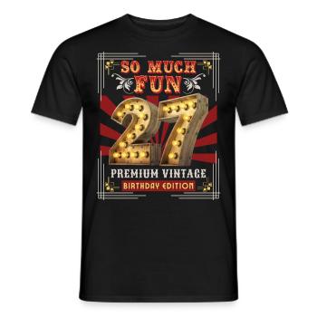 27th birthday 27 years Vintage-Retro Fun-Birthday - Men's T-Shirt - black - Front - AI Model Male 178 light (178cm)