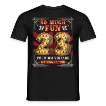 23rd birthday 23 years Vintage-Retro Fun-Birthday - Men's T-Shirt - black - Front - AI Model Male 178 light (178cm)