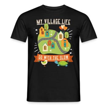 Vie de village, vie à la campagne, drôle de dicton slow-life - T-shirt homme - noir - Devant - AI Model Male 178 light (178cm)