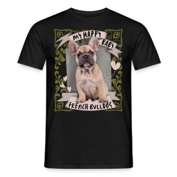 Français Bulldog, Chien, Bouledogue Français - T-shirt homme - noir - Devant - AI Model Male 178 light (178cm)