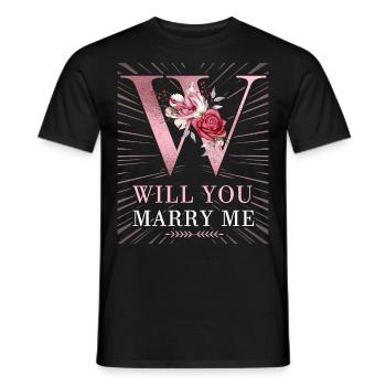 Will-You-Marry-Me, Spruch, Heiratsantrag - Männer T-Shirt - Schwarz - Vorne - AI Model Male 178 light (178cm)