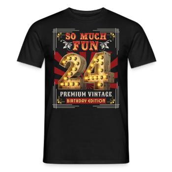 24th birthday 24 years Vintage-Retro Fun-Birthday - Men's T-Shirt - black - Front - AI Model Male 178 light (178cm)