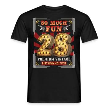 28th birthday 28 years Vintage-Retro Fun-Birthday - Men's T-Shirt - black - Front - AI Model Male 178 light (178cm)