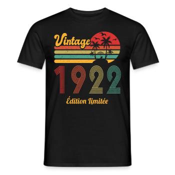 Vintage 1922 Anniversary Gift Idea - Men's T-Shirt - black - Front - AI Model Male 178 light (178cm)