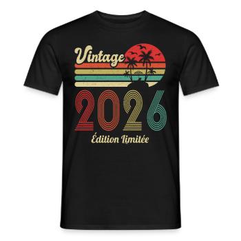 2026 Vintage Anniversaire Idée Cadeau 2026 - T-shirt homme - noir - Devant - AI Model Male 178 light (178cm)