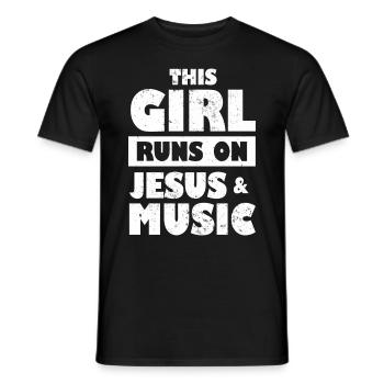 Cette fille court sur Jesus & Music Musicien chrétien - T-shirt homme - noir - Devant - AI Model Male 178 light (178cm)