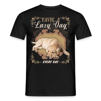 Labrador retriever, lazy dog, funny saying - Men's T-Shirt - black - Front - AI Model Male 178 light (178cm)