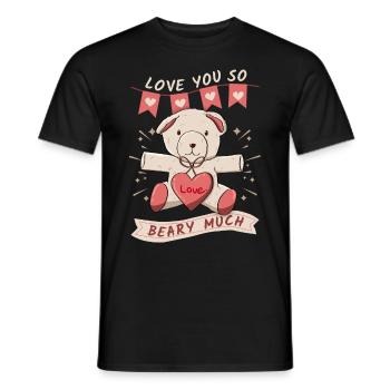Funny Bear, Teddy Bear, Love-You-Love Saying, Pun - Men's T-Shirt - black - Front - AI Model Male 178 light (178cm)