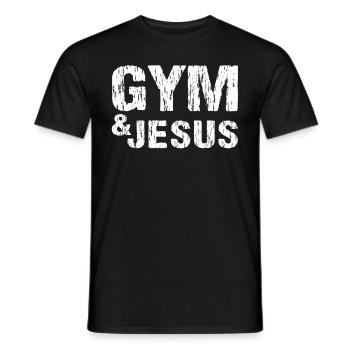 Gym and Jesus Christian Workout Gym and Jesus - Men's T-Shirt - black - Front - AI Model Male 178 light (178cm)