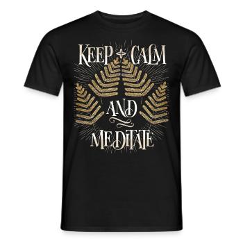 Meditation, meditation, keep-calm, funny saying - Men's T-Shirt - black - Front - AI Model Male 178 light (178cm)