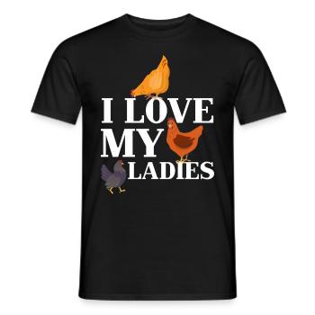 J’aime mes dames Poulet Poussins Poussins Poulets - T-shirt homme - noir - Devant - AI Model Male 178 light (178cm)