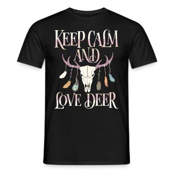 Deer antlers, deer, Keep-Calm saying - Men's T-Shirt - black - Front - AI Model Male 178 light (178cm)