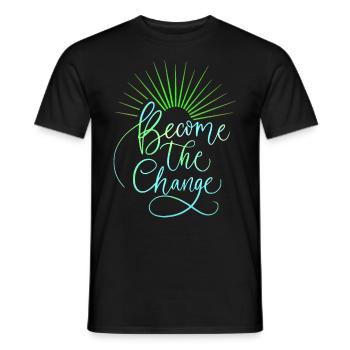Motivation, Devenir le changement, Dire, Typographie - T-shirt homme - noir - Devant - AI Model Male 178 light (178cm)
