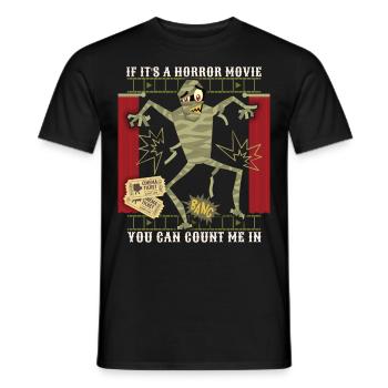 Horror movie, horror movie, cinema visit, saying - Men's T-Shirt - black - Front - AI Model Male 178 light (178cm)