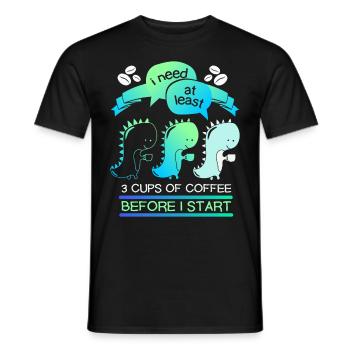 Dinosaur coffee drinker, coffee funny saying - Men's T-Shirt - black - Front - AI Model Male 178 light (178cm)