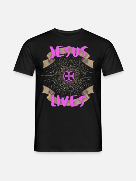 Jesus-Lives, Spruch Jesus Christus, Motivation - T-shirt herr - svart