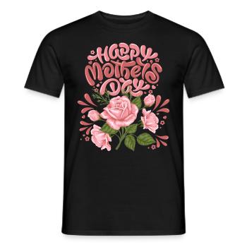 Happy Mothers Day, Mother's Day, with rose décor - Men's T-Shirt - black - Front - AI Model Male 178 light (178cm)