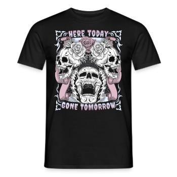 Conception de crâne de crâne avec motif de rose motif motard - T-shirt homme - noir - Devant - AI Model Male 178 light (178cm)