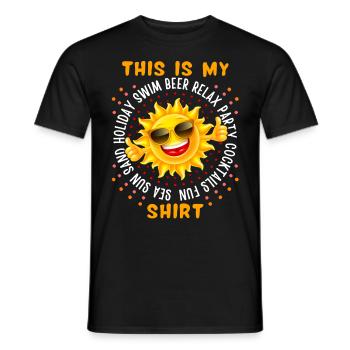 Urlaub am Meer, Sonne, Bier, lustiger Spruch - Männer T-Shirt - Schwarz - Vorne - AI Model Male 178 light (178cm)