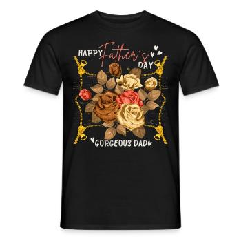 Bonne fête des pères, fête des pères avec des roses vintage - T-shirt homme - noir - Devant - AI Model Male 178 light (178cm)