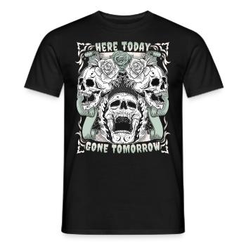 Conception de crâne de crâne avec motif de rose motif motard - T-shirt homme - noir - Devant - AI Model Male 178 light (178cm)