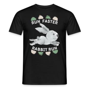 Run-Faster-Rabbit-Run, Sweet Rabbit, Funny Saying - Men's T-Shirt - black - Front - AI Model Male 178 light (178cm)
