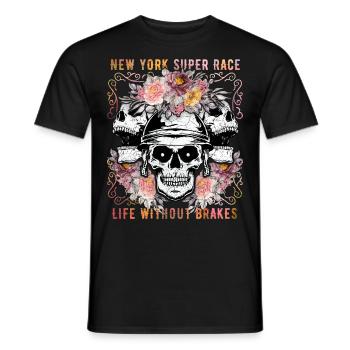 Totenkopf Skull, Motorrad, New York Biker-Race - Männer T-Shirt - Schwarz - Vorne - AI Model Male 178 light (178cm)