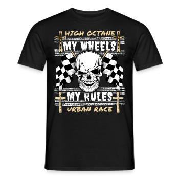 Crâne, Crâne, Course, Course automobile, Design de motard - T-shirt homme - noir - Devant - AI Model Male 178 light (178cm)